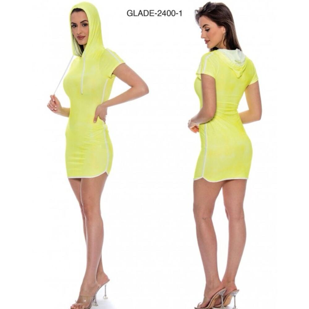 True Rock Hooded Mini Dress - Yellow